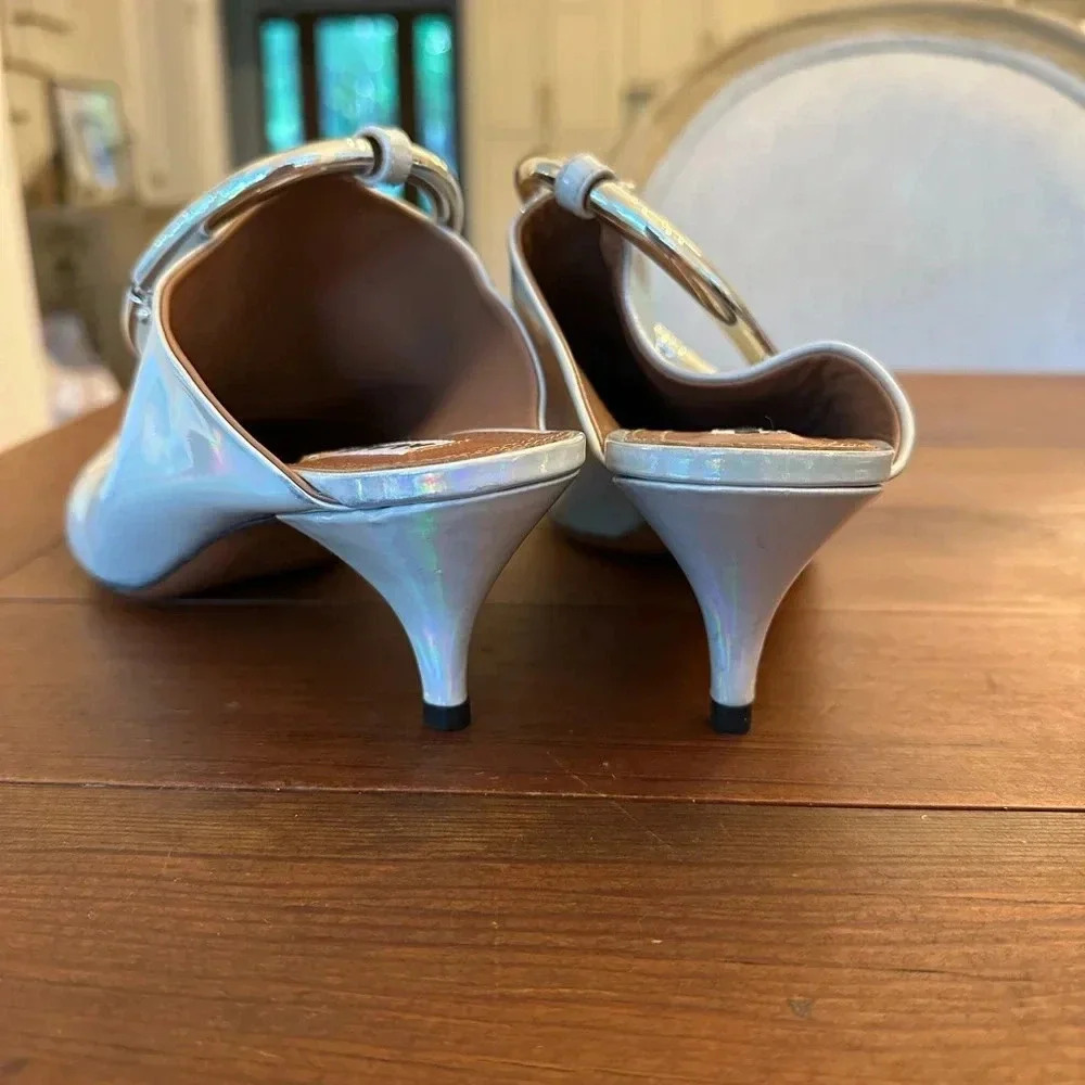 ALAIA 55MM LEATHER POINTY-TOE MULES WITH ANKLE STRAP IN WHITE - Picture 3 of 8